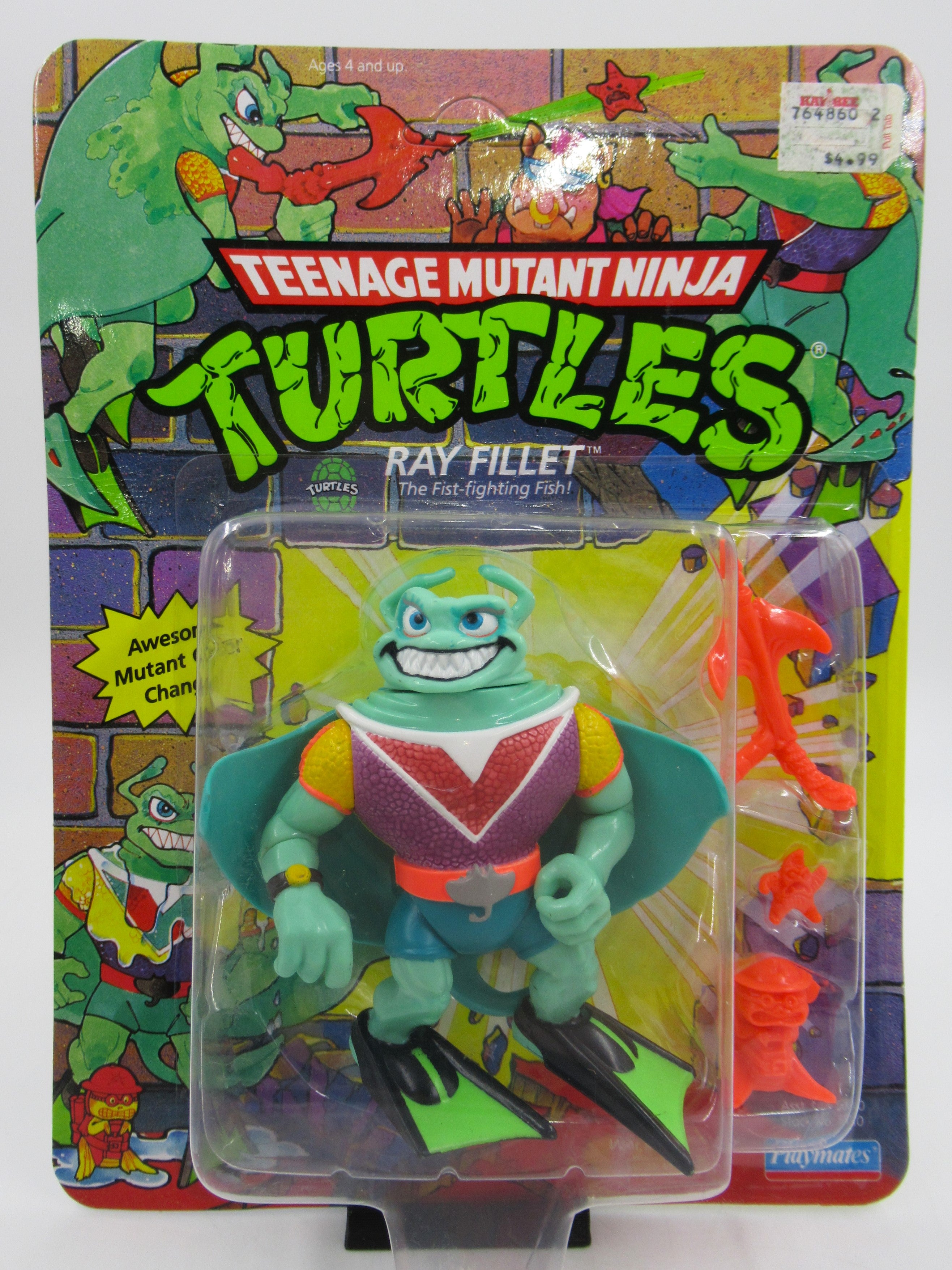 Teenage Mutant Ninja Turtles Ray Fillet (Red V Emblem) 4.5" Figure TMNTs - Playmates (1990)